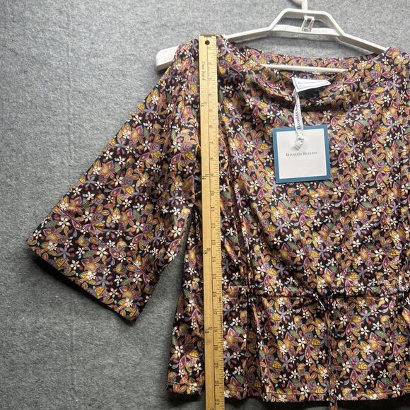 Danielle Rollins Audrey Liberty Lemon Flowers Top Women's Sm NEW Quarter Sleeve - Picture 7 of 9
